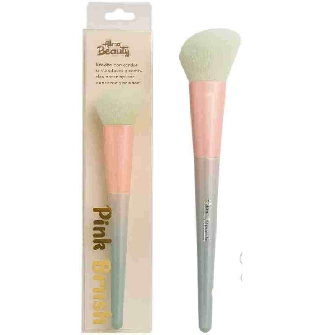 Brocha Pink Brush Rubor Y Contorno Alma Beauty | Maquillaje Azahara