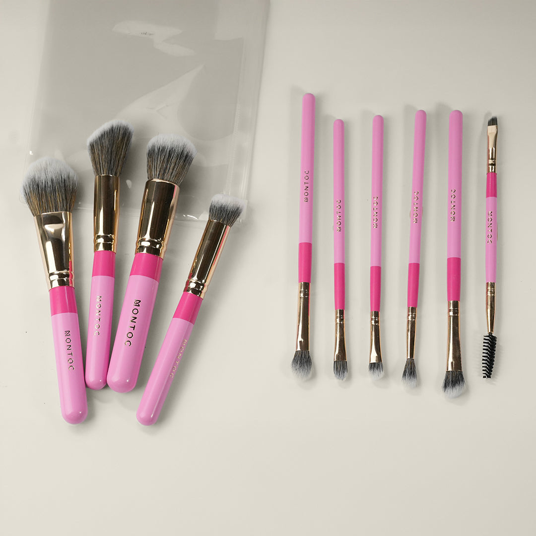 Kit brochas fluffy montoc rosada