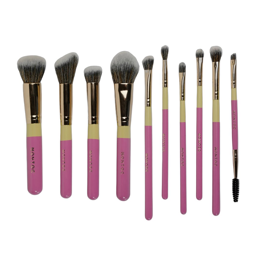 Kit De Brochas Fluffy Montoc - aplicación en piel